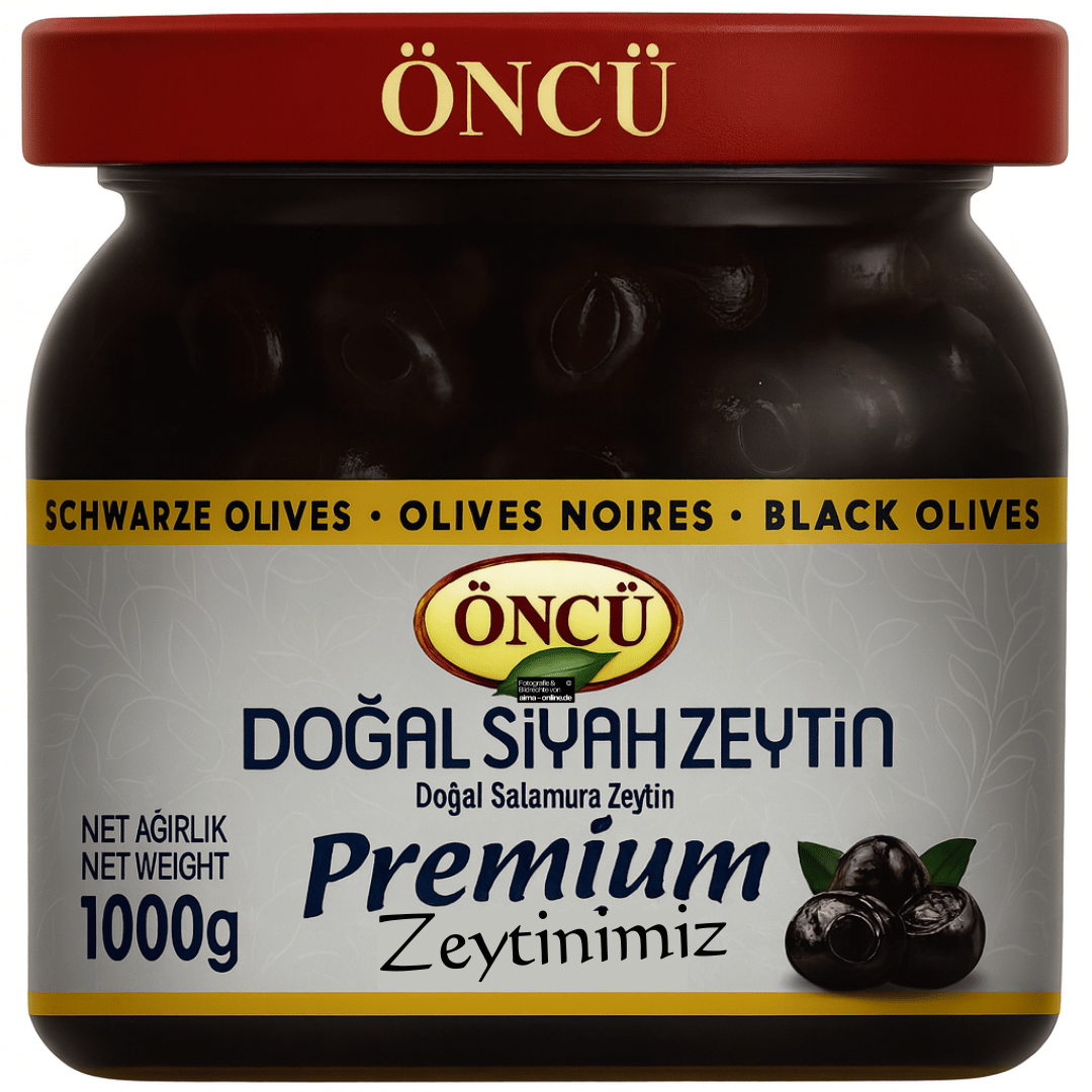 Öncü - Premium Dogal Siyah Zeytin, Schwarze Oliven 1000g