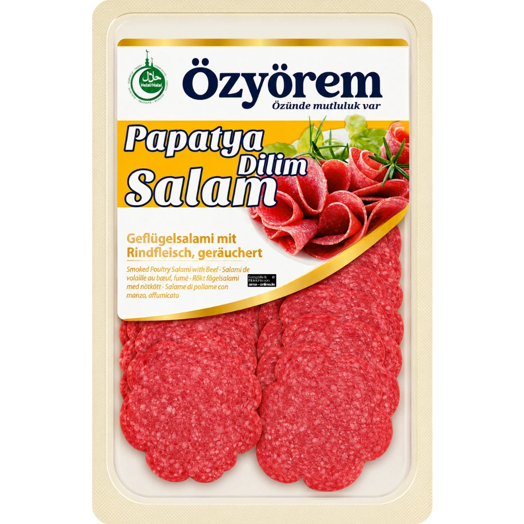 Özyörem - Geflügelsalami mit Rindfleisch, geräuchert (Papatya Dilim Salam) 80g