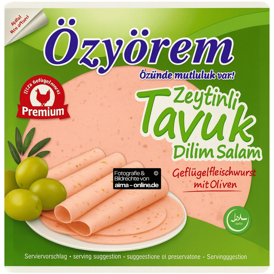 Özyörem - Geflügelfleischwurst mit Oliven, Zeytinli Tavuk Dilim Salam 200g