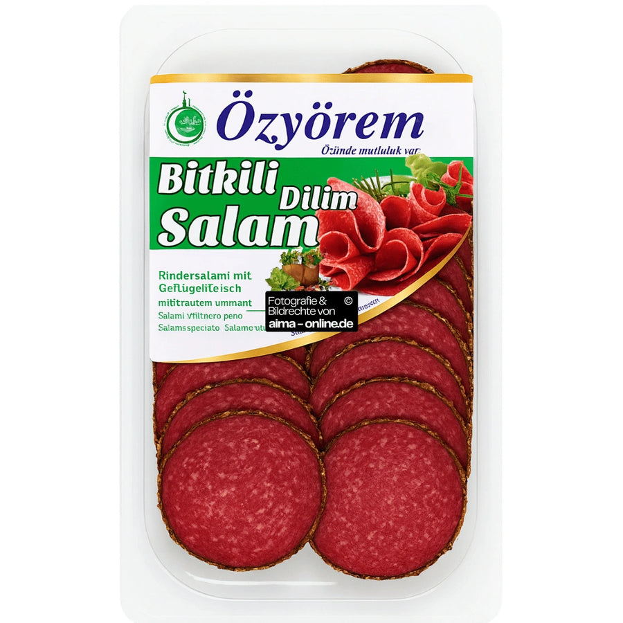 Özyörem - Rindersalami mit Geflügelfleisch, Bitkili Dilim Salam 80g