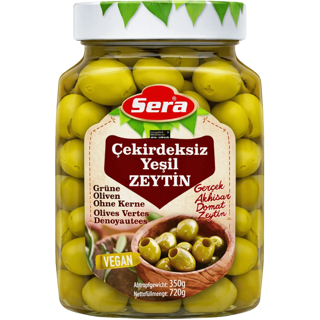 Sera – Çekirdeksiz Yeşil Zeytin, Grüne Oliven ohne Kern 720g