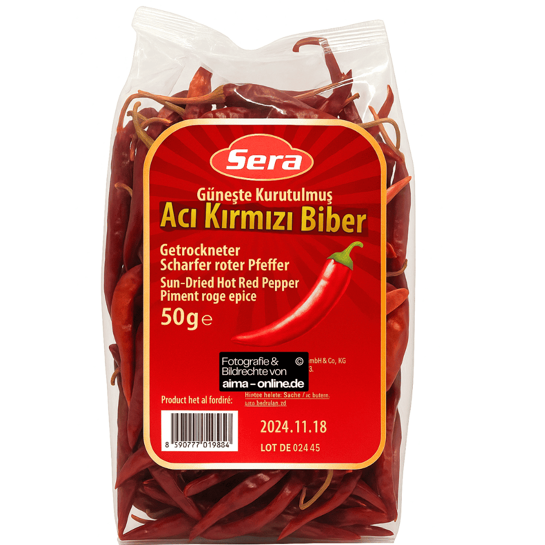 Sera - Getrockneter Scharfer Roter Pfeffer, Güneste Kurutulmus Aci Kirmizi Biber 50g