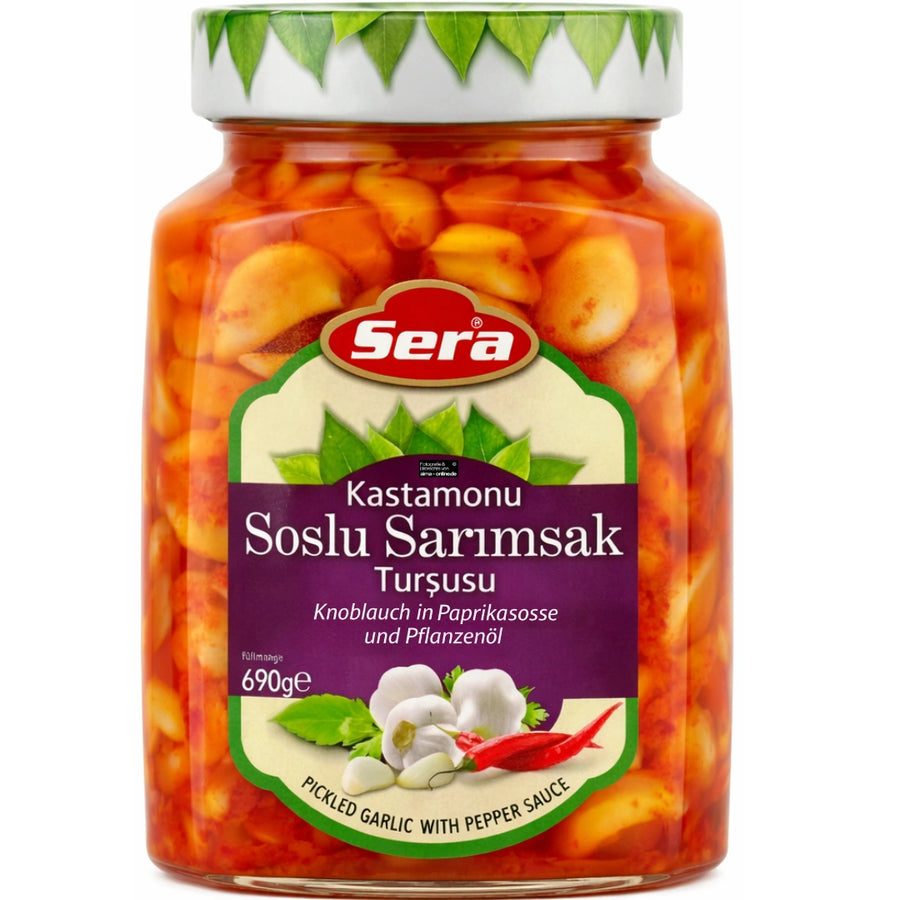 Sera - Knoblauch in Paprikasoße (Kastamonu Soslu Sarımsak Turşusu) 690g