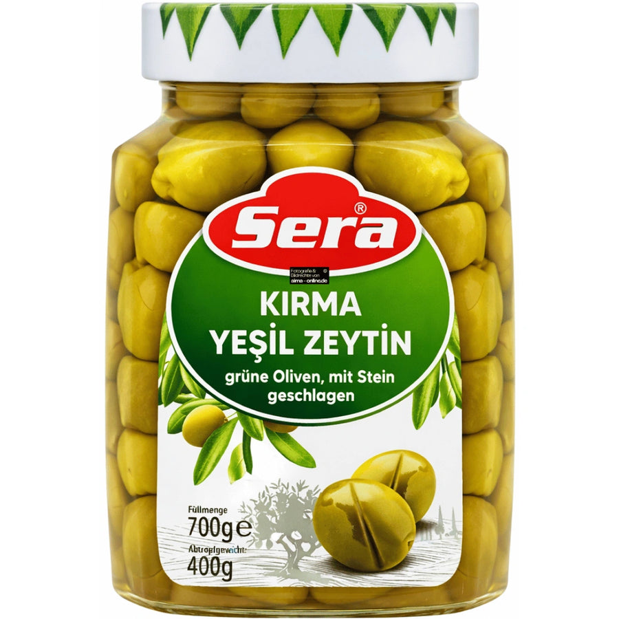 Sera – Kırma Yeşil Zeytin, Geschlagene grüne Oliven mit Stein 700g