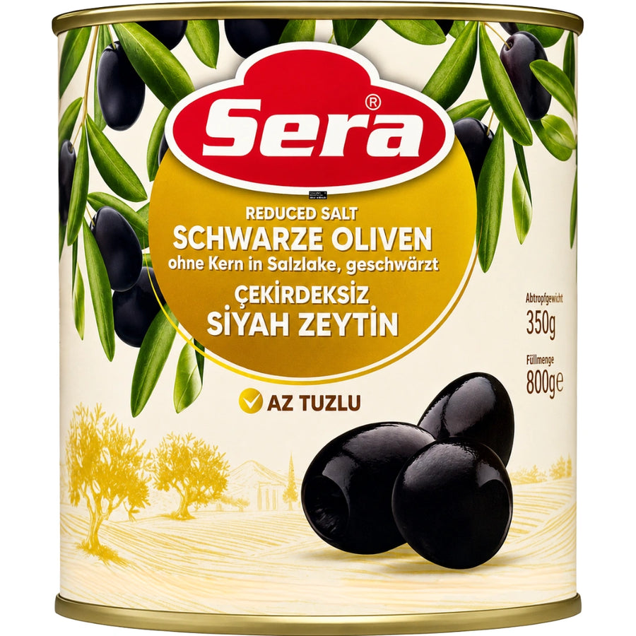 Sera - Schwarze Oliven ohne Kern in Salzlake, Az Tuzlu Çekirdeksiz Siyah Zeytin 350g