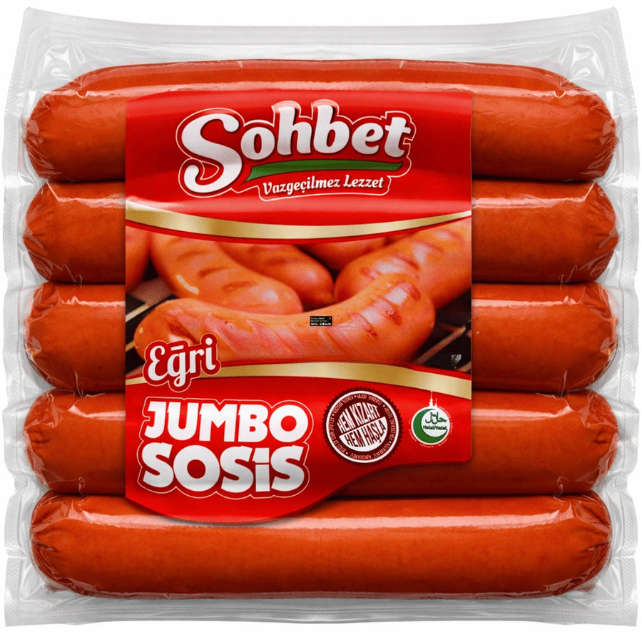 Sohbet - Jumbo Geflügelwürstchen mit Rindfleisch, Eğri Sade Sosis 1000g