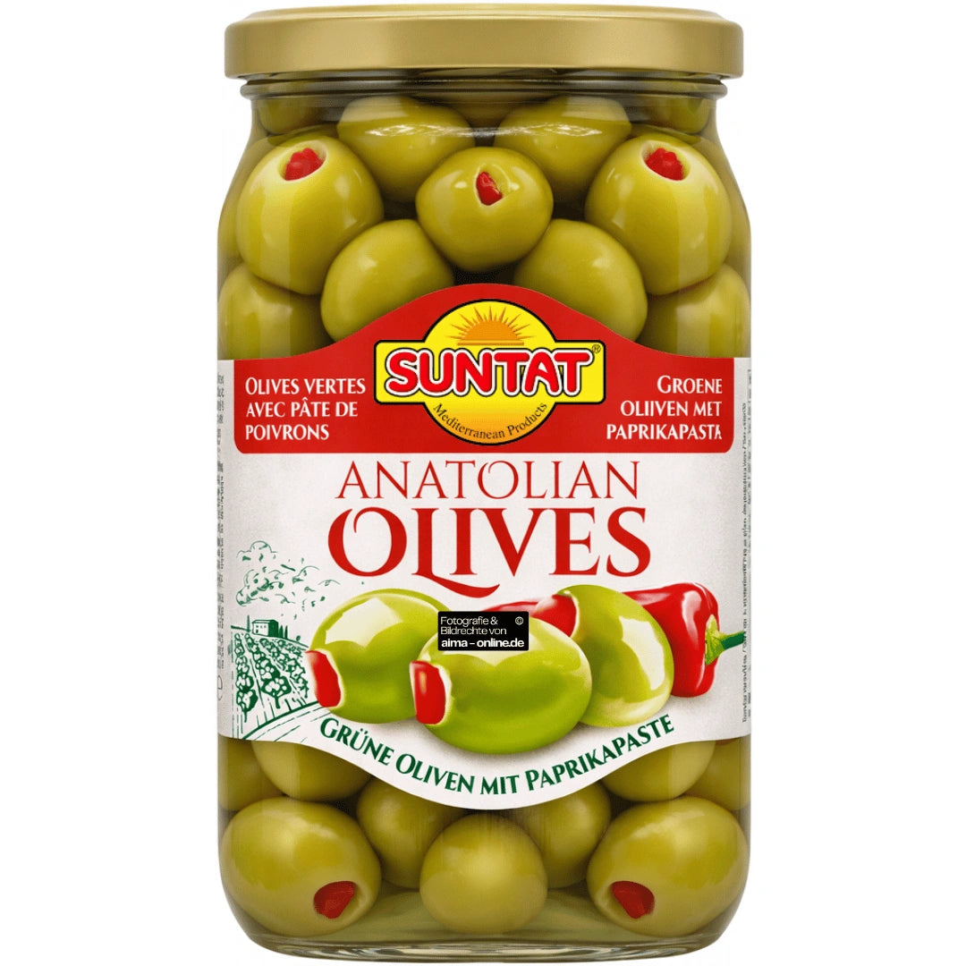 Suntat - Anatolian Yeşil Zeytin, Anatolian Grüne Oliven mit Paprikapaste 850g