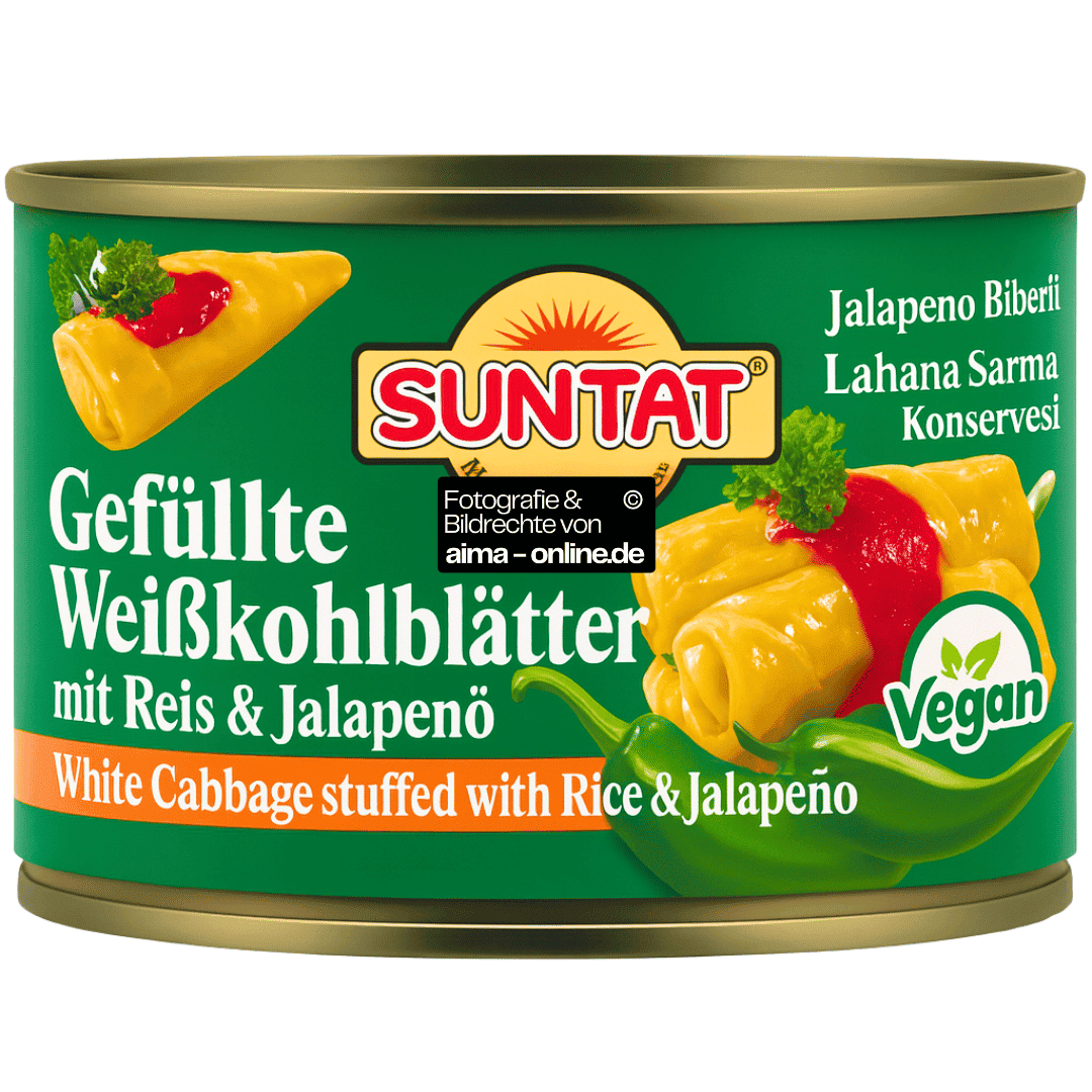 Suntat - Gefüllte Weißkohlblätter mit Reis & Jalapeno, Jalapeno Biberli Lahana Sarma Konservesi 400g