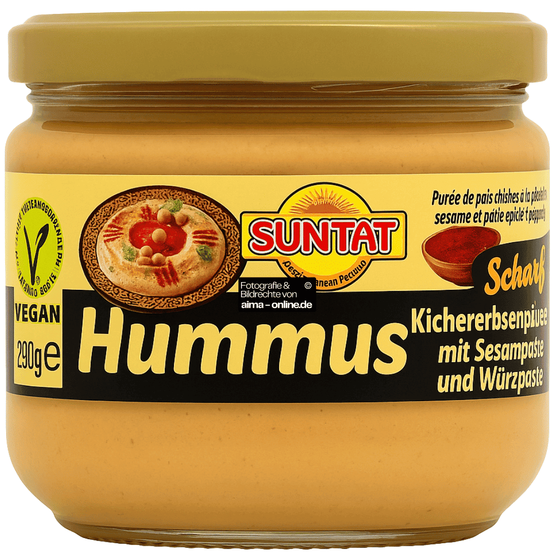 Suntat - Hummus Kichererbsenpüree mit Sesampaste und Würzpaste Scharf 290g