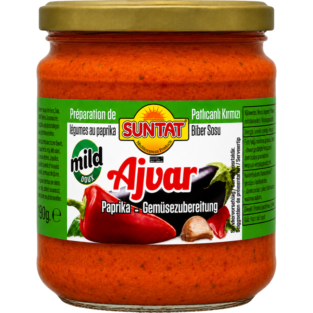 Suntat - Paprika- & Auberginenpaste, Ajvar in Mild 190g