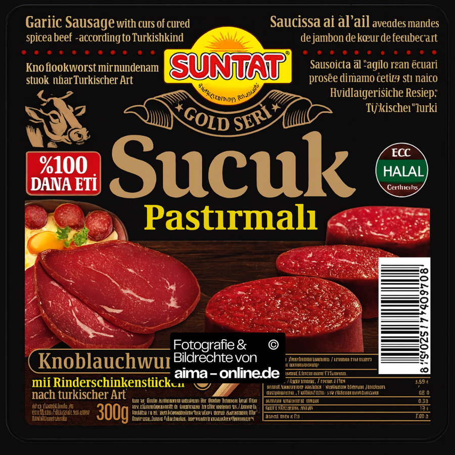 Suntat Pastirmali Sucuk (Knoblauchwurst mit Rinderschinkenstückchen) 300g