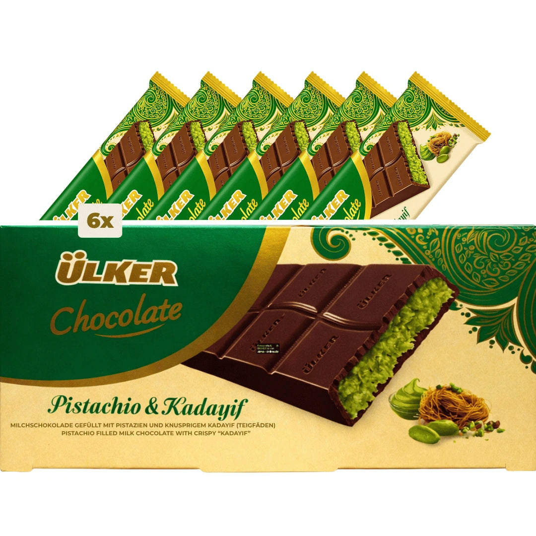 Ülker - Milchschokolade mit Pistazien & Kadayif 93g (6er Pack)