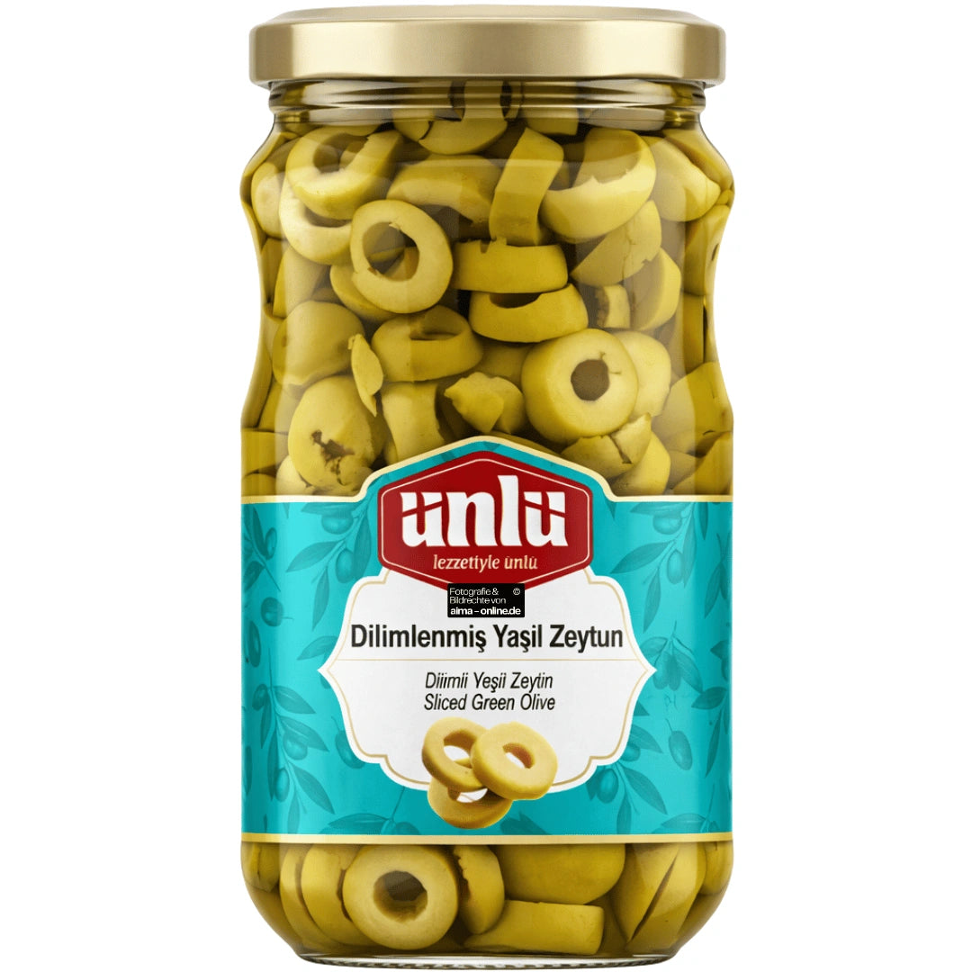 Ünlü - Dilimlenmiş Yeşil Zeytin, Geschnittene grüne Oliven 350g