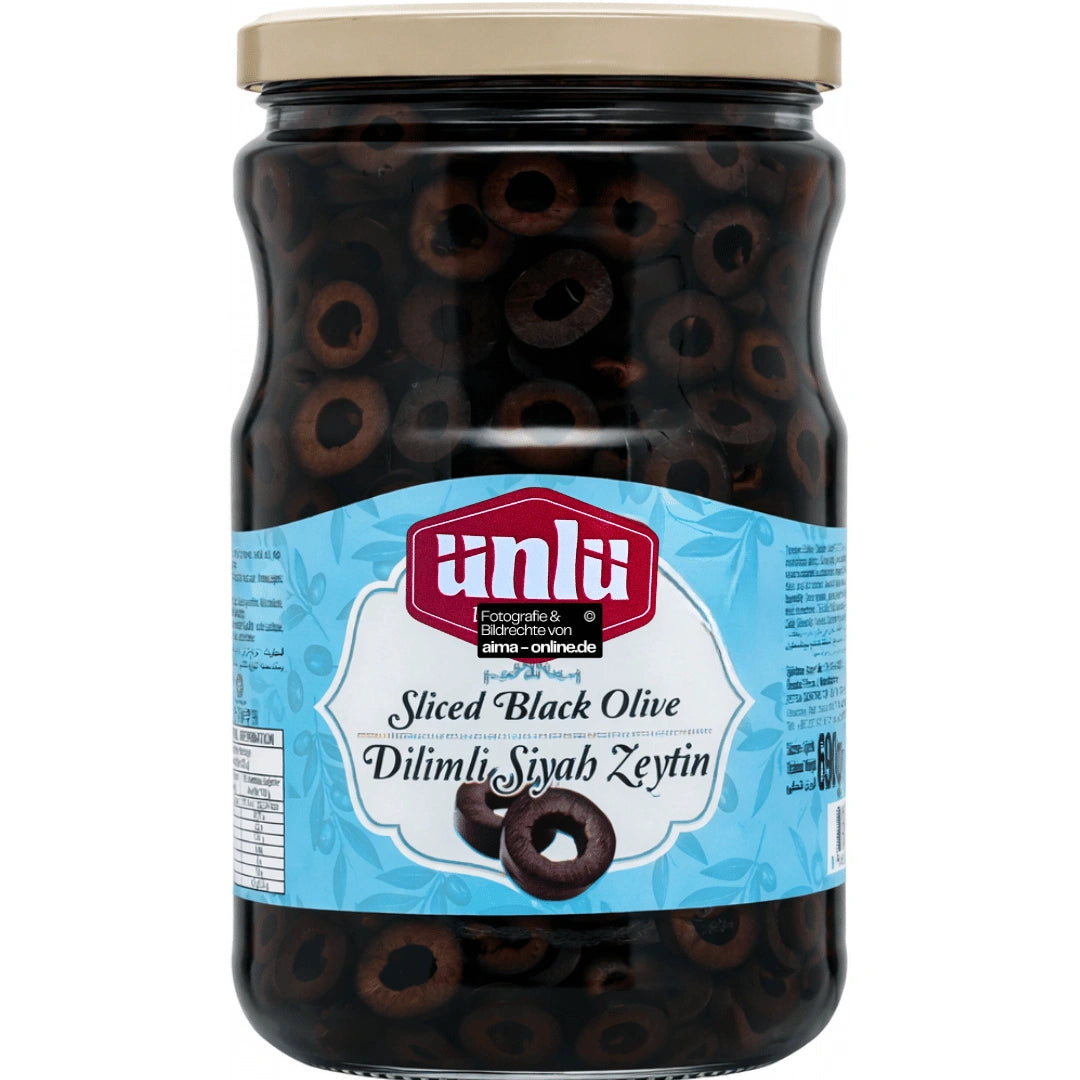 Ünlü - Dilimli Siyah Zeytin, Geschnittene Schwarze Oliven 690g 