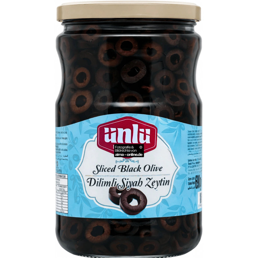 Ünlü - Dilimli Siyah Zeytin, Geschnittene Schwarze Oliven 690g 