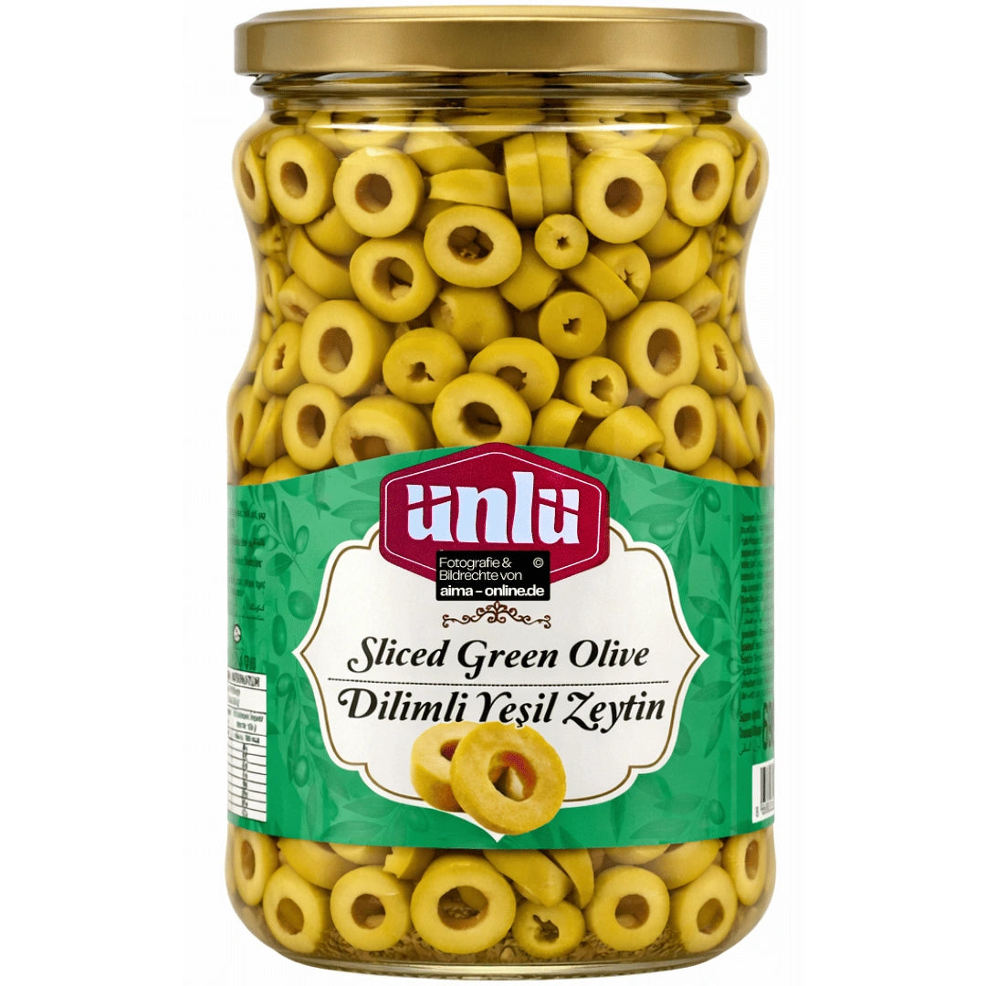 Ünlü - Dilimli Yeşil Zeytin, Geschnittene grüne Oliven 690g