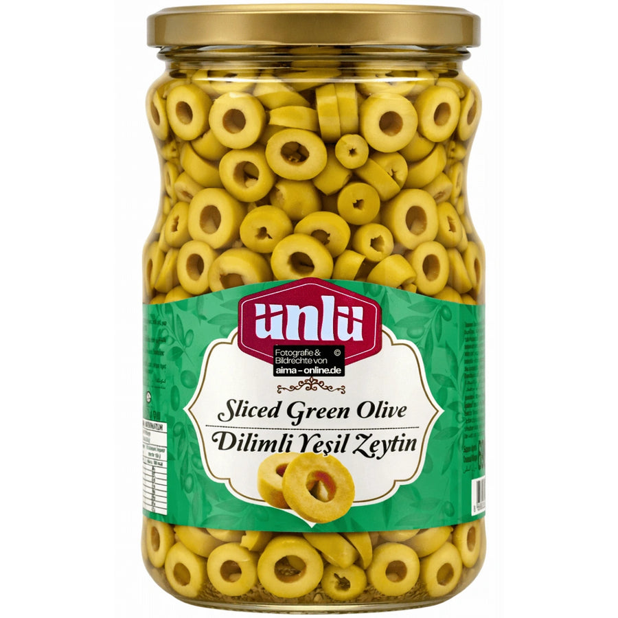 Ünlü - Dilimli Yeşil Zeytin, Geschnittene grüne Oliven 690g