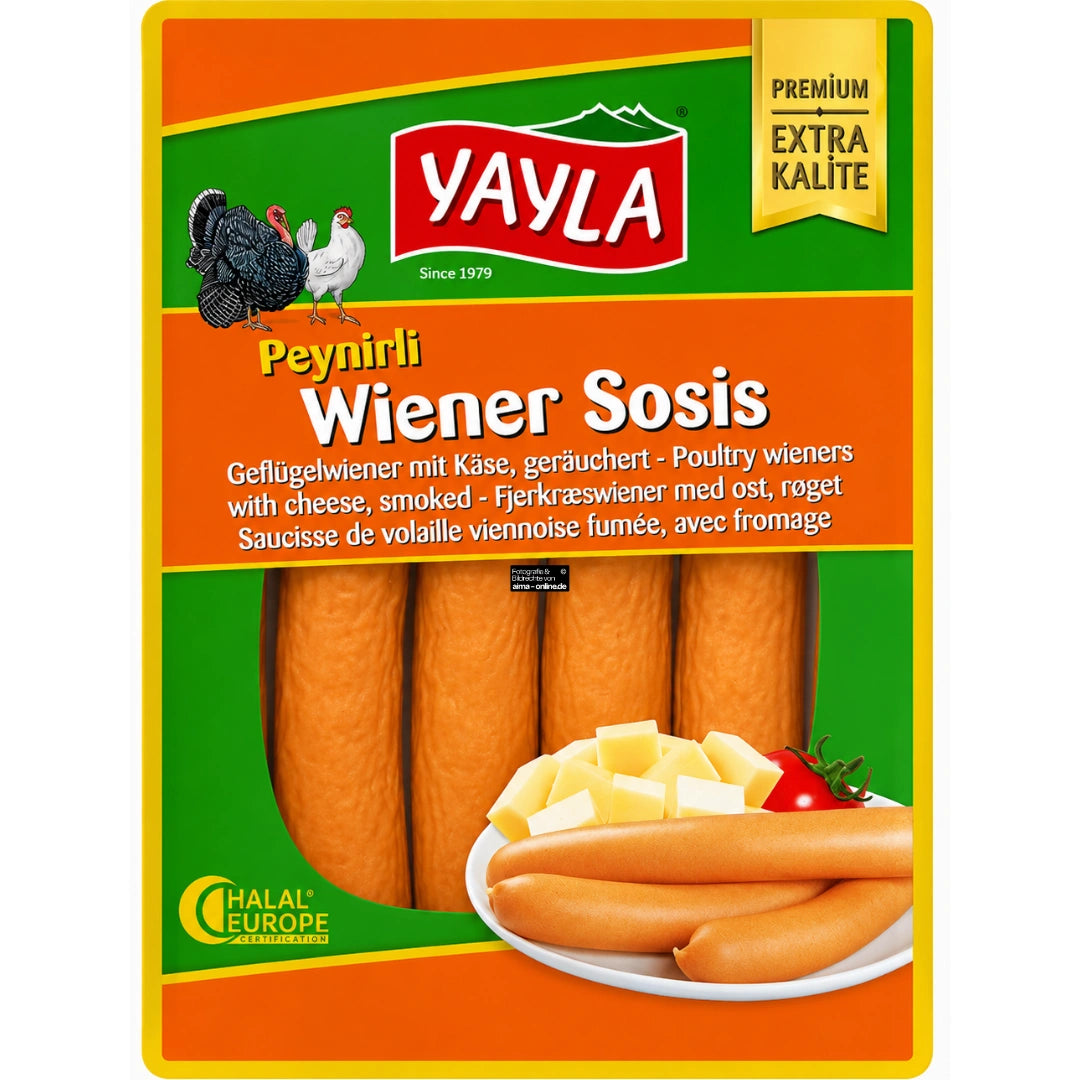 Yayla - Geräucherte Geflügelwiener mit Käse, Peynirli Wiener Sosis 400g