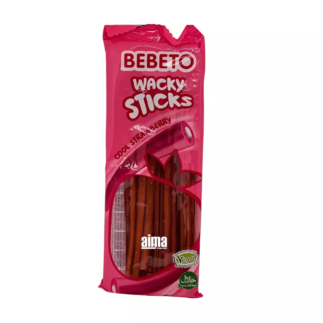 Bebeto Wacky Sticks Cool Strawberry - çilek aromalı meyveli sakız 180gr