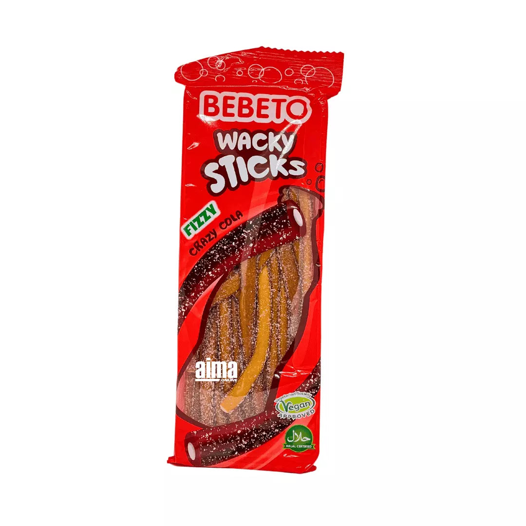 Bebeto Wacky Sticks Fizzy Crazy Cola - Saure Colastangen 180g