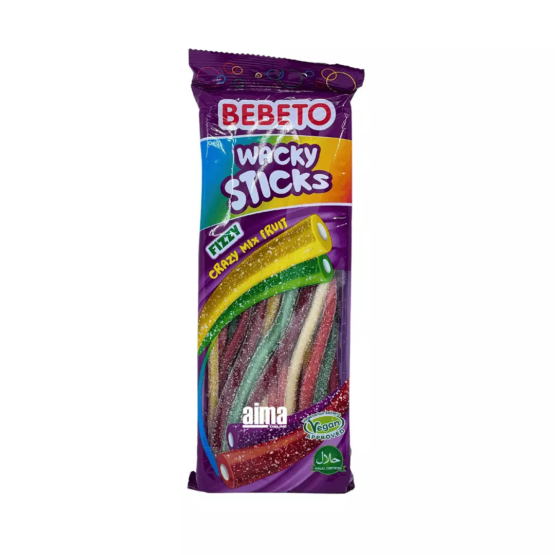 Bebeto Wacky Sticks Fizzy Crazy Meyve Karışımı - Ekşi Meyveli Sakız Karışımı 180gr