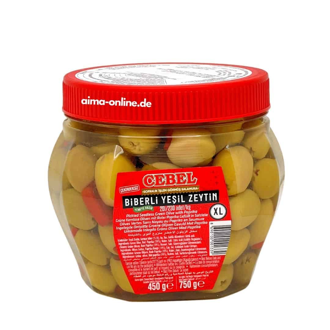 Cebel Biberli Yeşil Zeytin XL 750gr