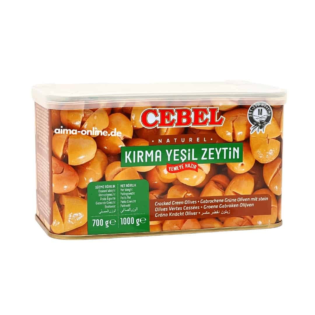 Cebel Kirma Yeşil Zeytin - çekirdekli kırık yeşil zeytin 1000gr