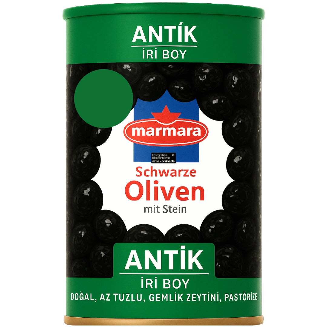 Marmara - Schwarze Oliven mit Stein, Siyah Zeytin Antik Iri Boy 1300g