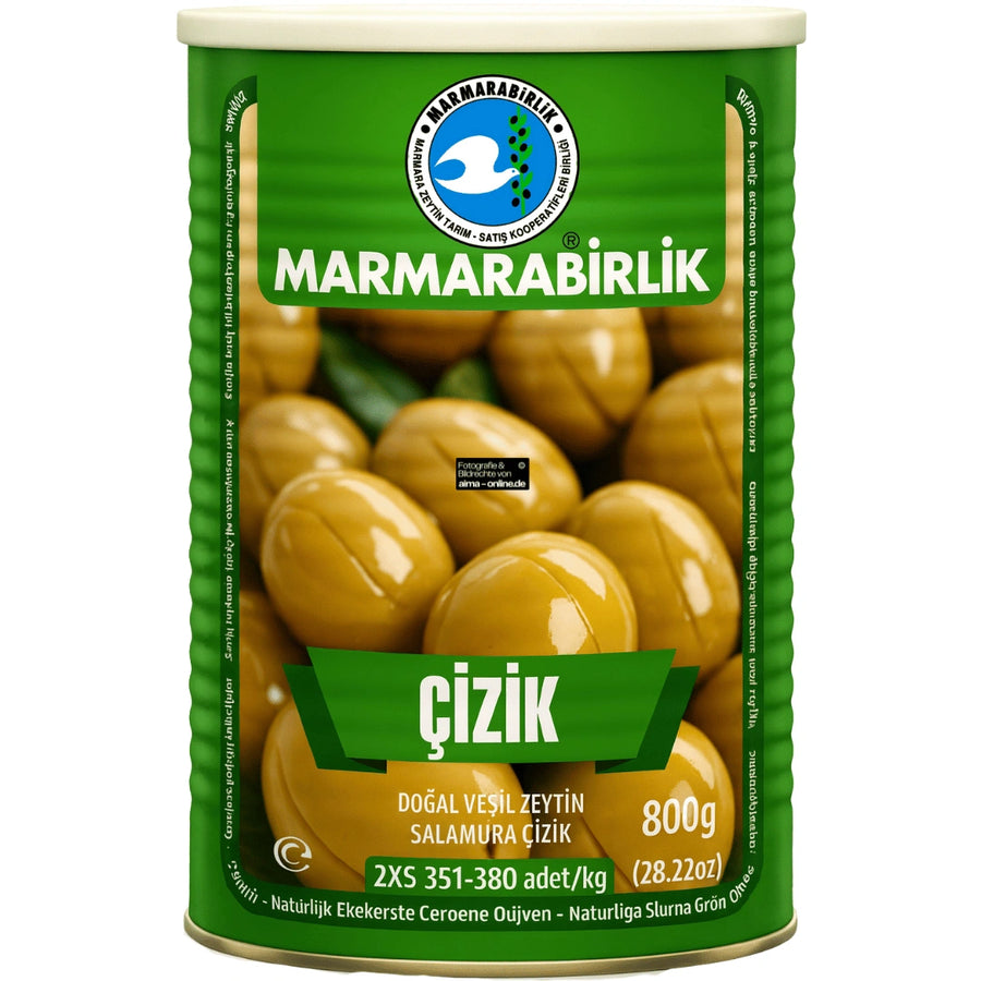 Marmarabirlik – Natürliche Geritzte Grüne Oliven, Çizik Salamura Yeşil Zeytin 1260g