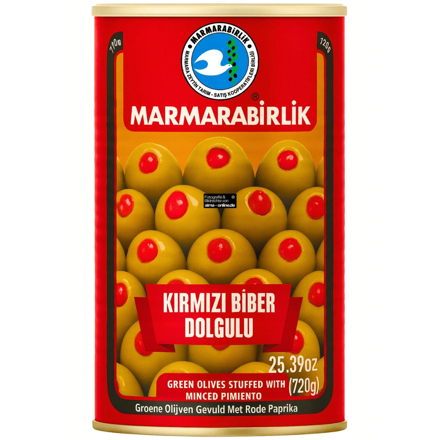 Marmarabirlik - Grüne Oliven mit roter Paprika, Kırmızı Biber Dolgulu Yeşil Zeytin 1260g