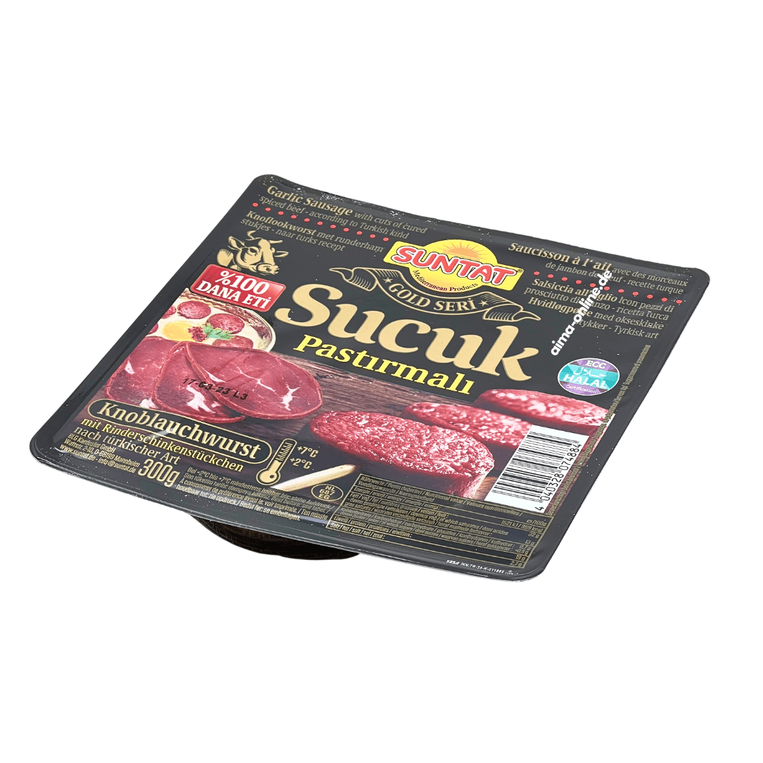 Suntat Pastirmali Sucuk (Knoblauchwurst mit Rinderschinkenstückchen) 300g